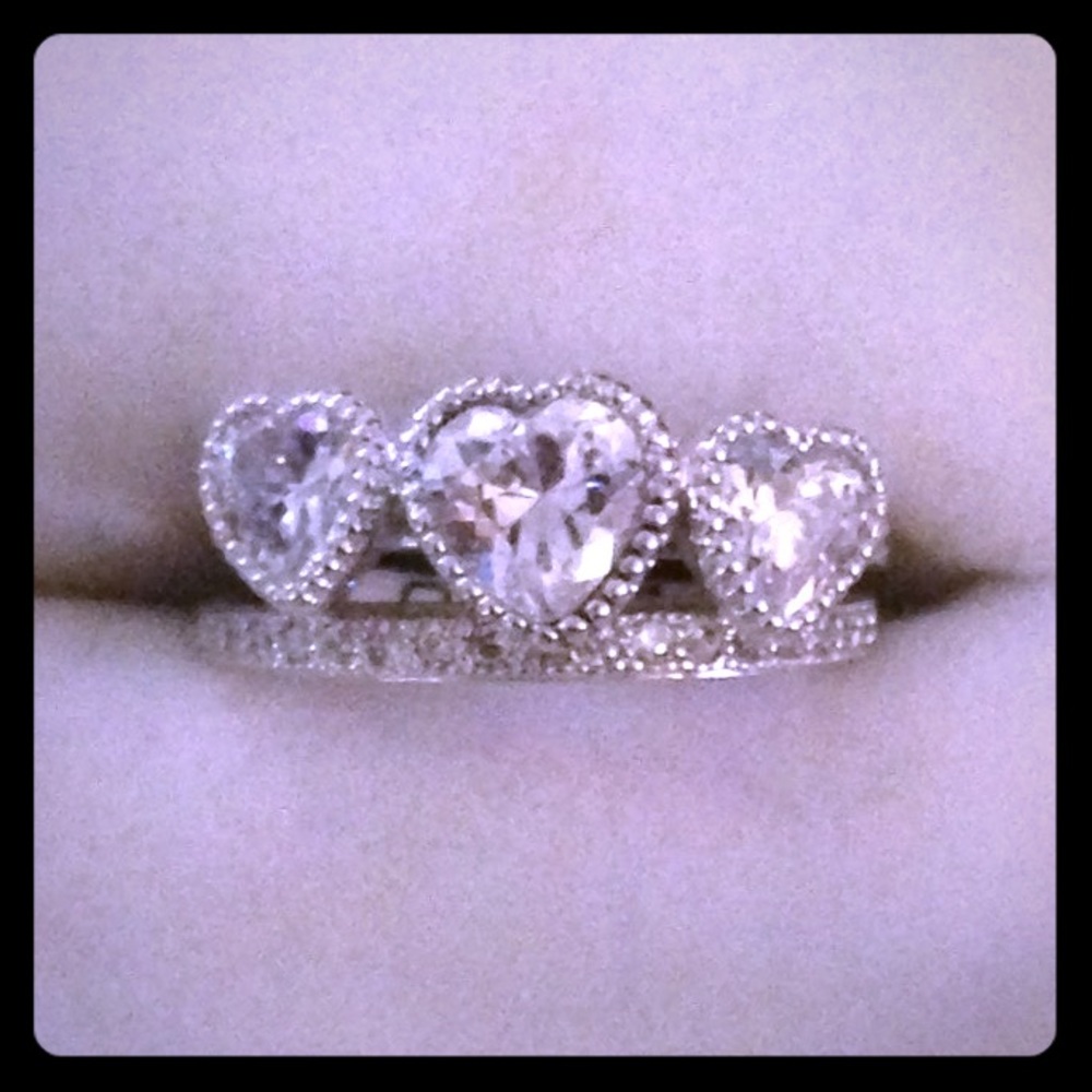 NWT*Sterling Silver CZ Heart Shaped Wedding Set!